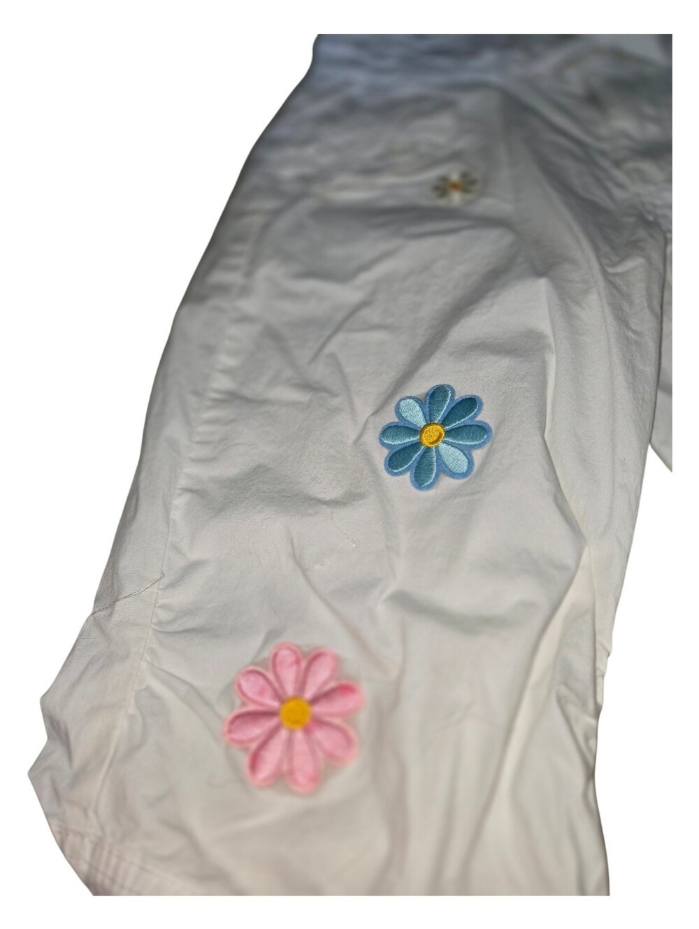 White Embroidered Patch Shorts Boho Hearts  Flowers | Summer Casual Women C1000 - Picture 6 of 6